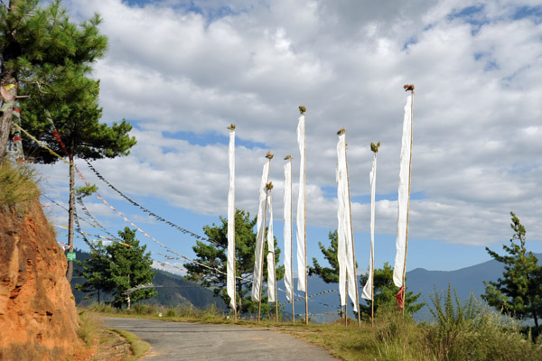 Prayer flag on the road leading up to Thimphu's TV Tower