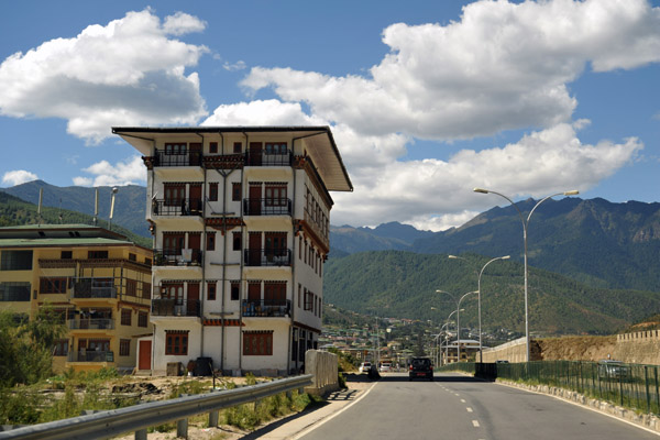 Even modern buildings in Thimphu incorporate traditional architectural details