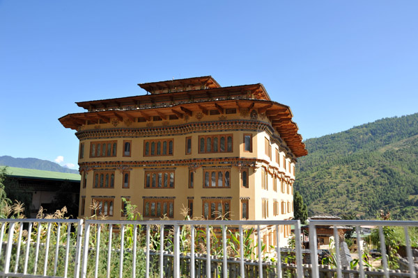 A large building in Thimphu using the traditional styles