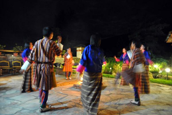 Traditional Bhutanese dancers were there entertaining a group of foreign guests