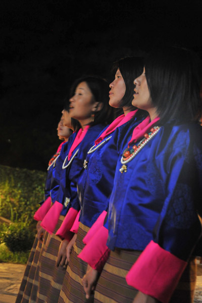 Bhutanese ladies in matching traditional dress