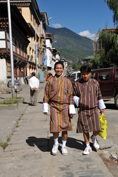 On the streets of Thimphu with our driver