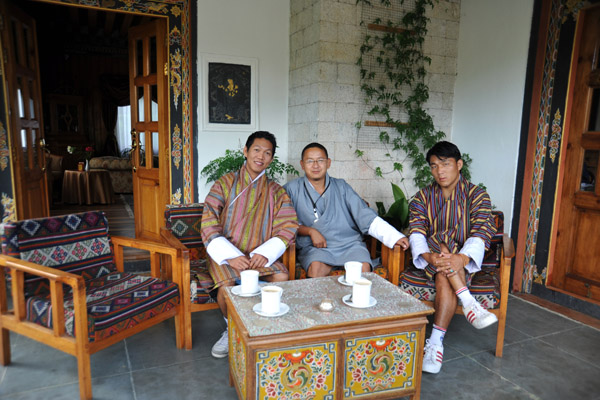 Tea time at the Moithang Hotel, Thimphu