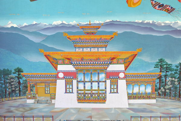Mural painting of the Zangto Pelri Lhakhang Temple at Donchu La Pass