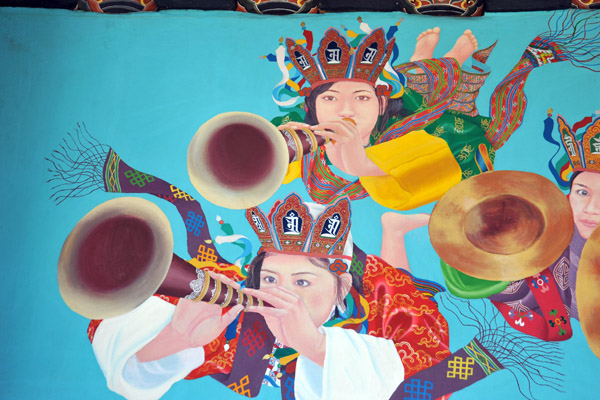 Murals of the new  Zangto Pelri Lhakhang Temple at Donchu La Pass