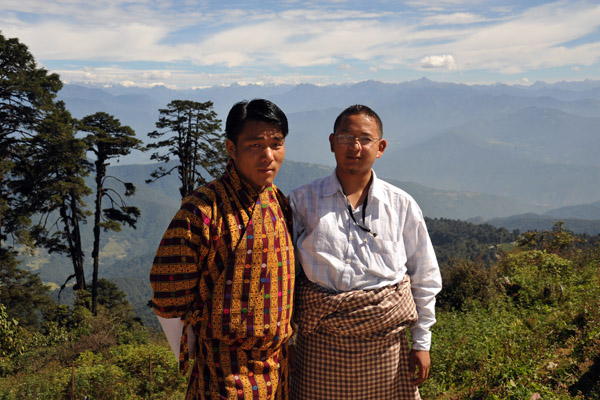 The guide, Tandin Dorji, with the driver Jimi (left)