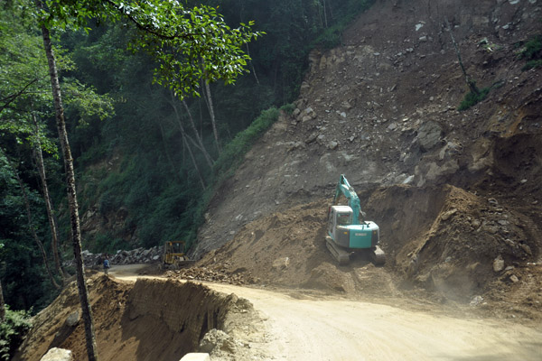 Road work along the National Highway - it wouldn't take much of a landslide to cut off half the country