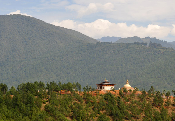 A pair of hilltop stupas