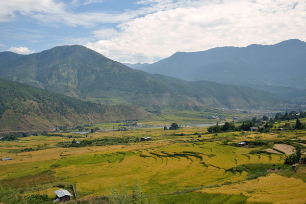 Descending into the valley at Chimi Langkhang