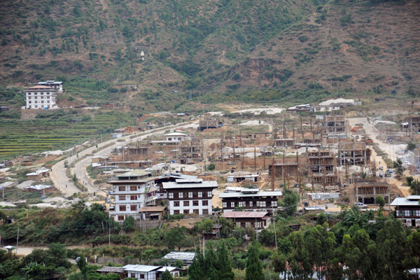 A new village being constructed on the opposite bank of the river