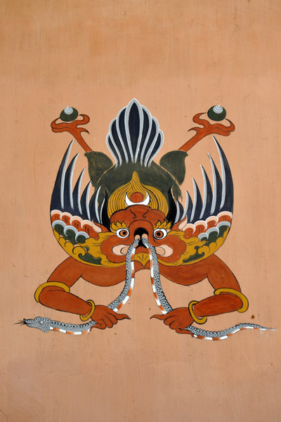 Garuda eating a snake (naga), another painting to protect the home