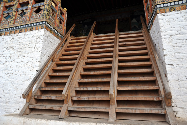 Steep stairs leading into Punakha Dzong