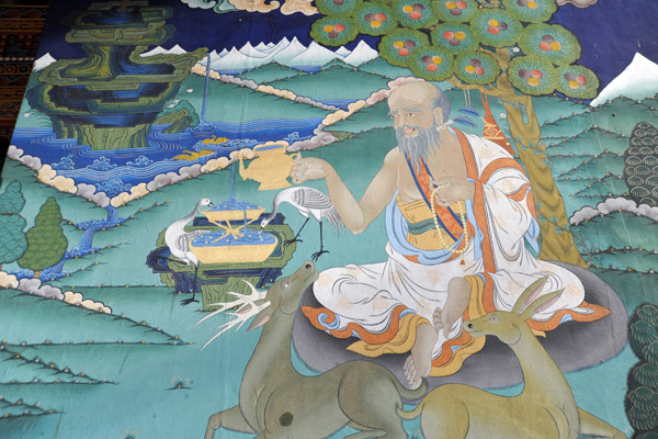 The Six Symbols of Longevity, a mural at Punakha Dzong