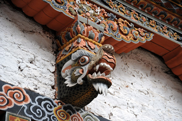 Carving detail of the Central Courtyard, Punakha Dzong