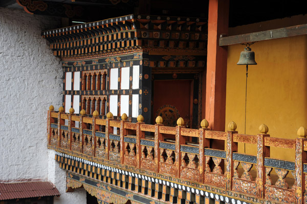 Upper gallery of the Southern Courtyard, Punakha Dzong