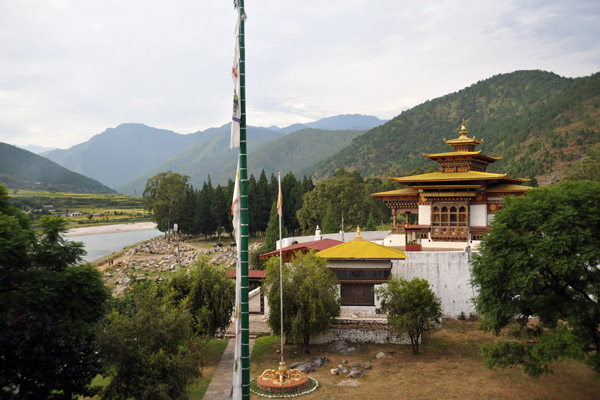 View from the Main Entrance of Punakha Dzong looking across to the Little Dzong