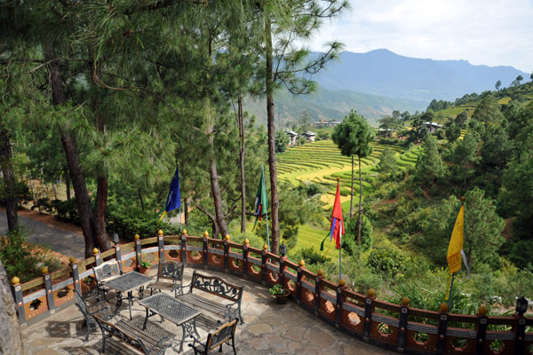 The patio bar of the Zangto Pelri Hotel, Bhutan
