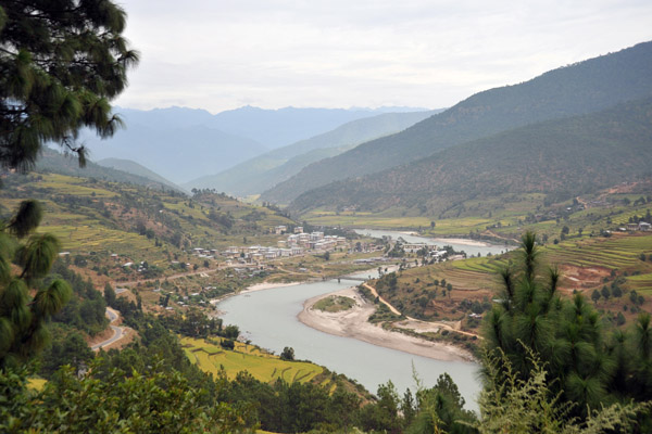 The modern town of Khuruthang, Bhutan