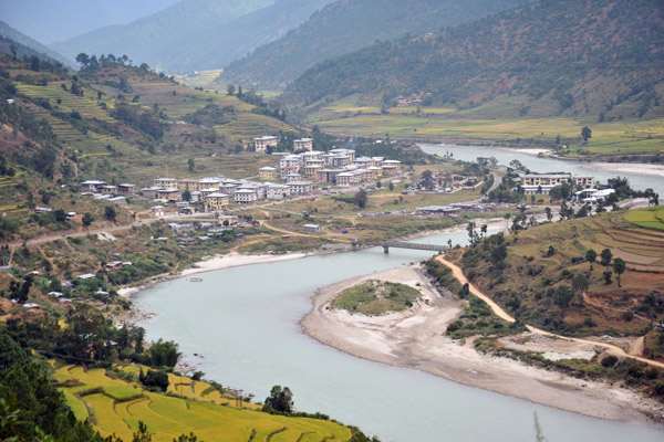 Khuruthang, Bhutan, the modern town serving Punakha