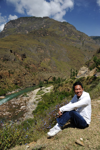 Dennis along the Paro River, Bhutan