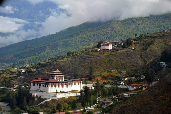 Climbing out past Paro Dzong and the National Museum of Bhutan