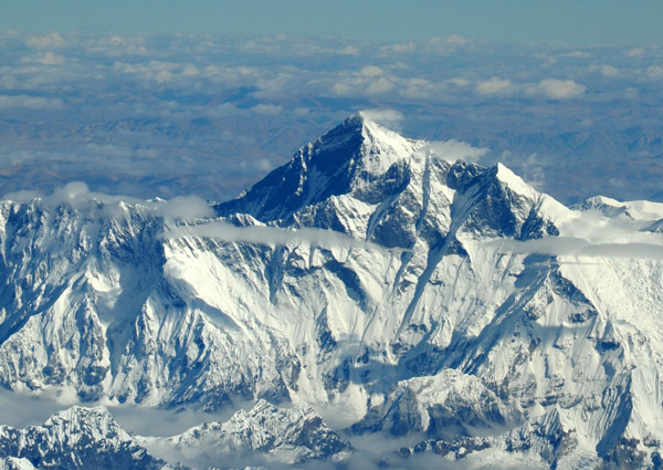 A privileged view of Mount Everest from the cockpit of a Druk Air flight from Paro to Delhi routed over the top of Kathmandu