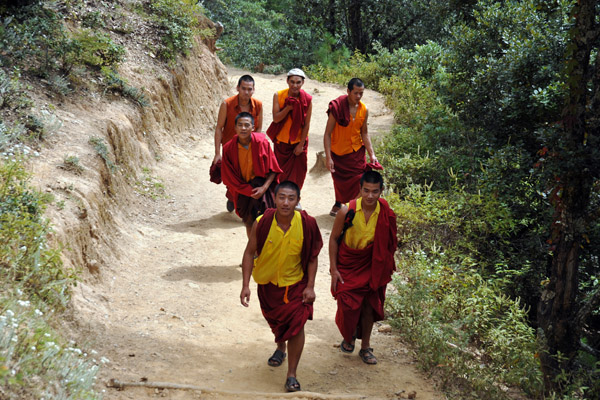 A group of Buddhist monks on the Tiger's Nest trail