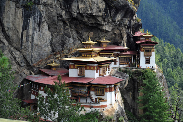 The most famous view in Bhutan - looking across the gorge to Taktshang Goemba, the Tiger's Nest