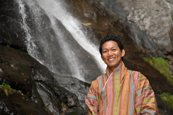 Dennis at waterfall at the Tiger's Nest