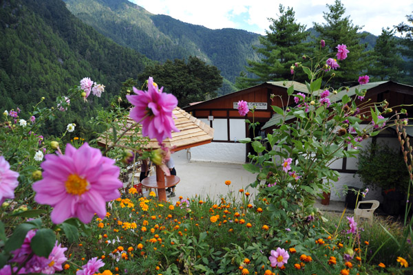 Flowers with the Tea House (Taktshang Cafeteria)