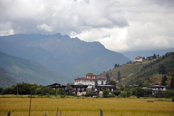 Paro comes into view, dominated by its fortress-monastery