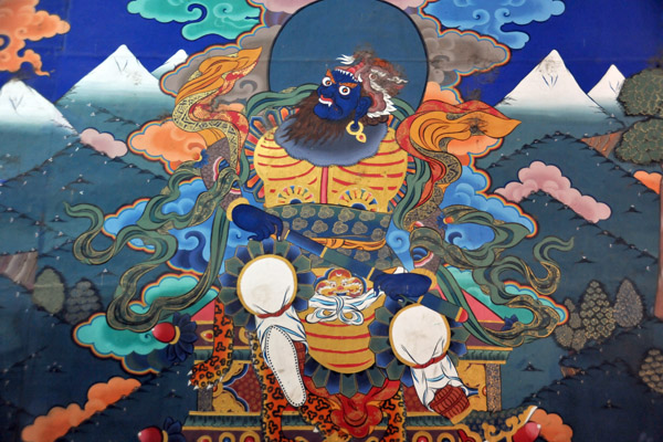 Mural - Phagkepo, Guardian King of the South, blue with a sword