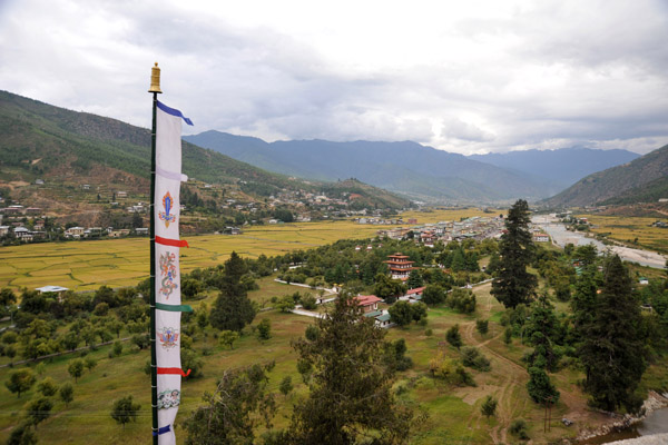 View from Rinpung Dzong looking towards the town center of Paro
