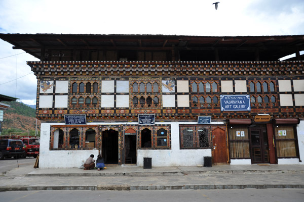 Downtown Paro - Vajarayana Art Gallery along with a traditional boot shop and a Tashi Wanmo Handicrafts