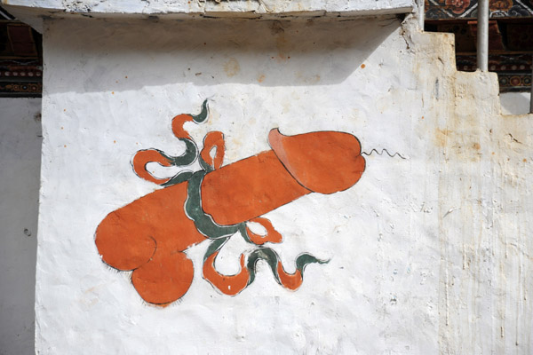 Large penises painted on houses are less common in large places like Paro and Thimphu