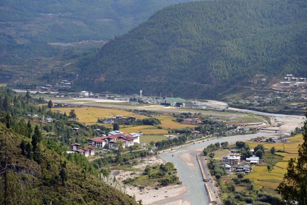 View of Paro Airport from the National Museum of Bhutan