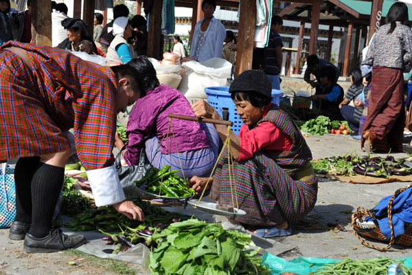 Shopping for vegetables at Paro Market