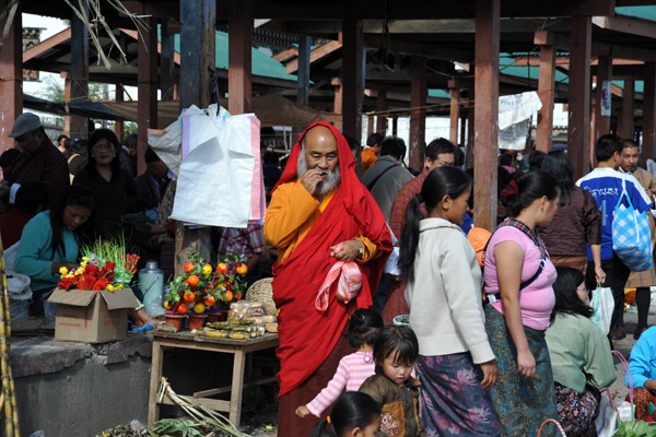 A bearded monk, Paro Market