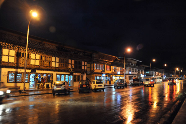 Downtown Paro at night, Bhutan