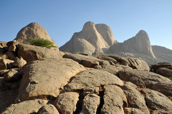 Scrambling across the giant rocks at the base of the Taka Mountains, Kassala