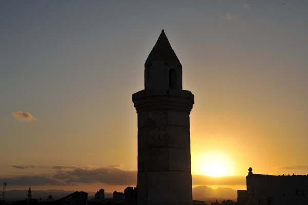 Sunset with the minaret of Suakin Island's Hanafi Mosque