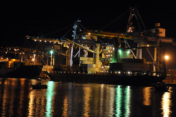 Container terminal at night from the Corniche, Port Sudan