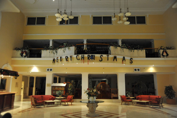 Merry Christmas - lobby of the Port Sudan Hilton