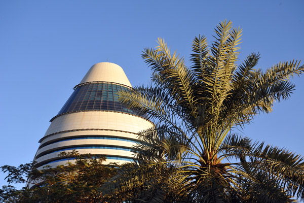 Top of Gadaffi's Egg with a palm tree