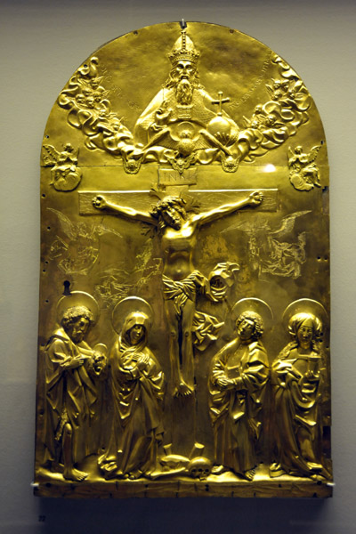 Gold crucifixion scene