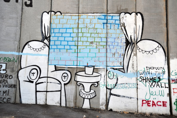 West Bank Separation Wall graffiti - Down with the shame's wall