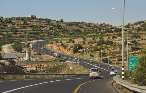 Highway 60 passing through the West Bank at Efrata