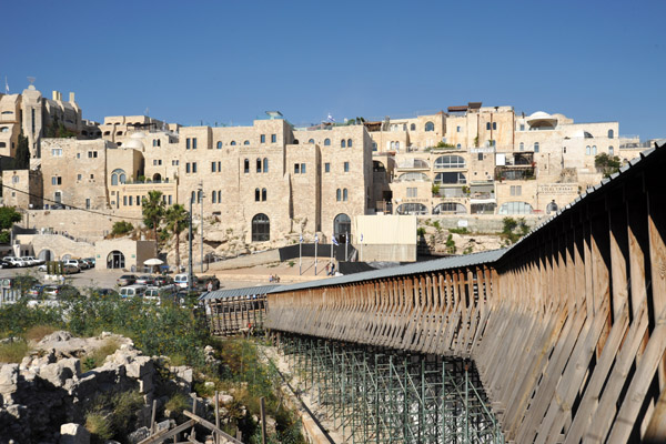 Looking back at along the Temple Mount ramp at the reconstructed Jewish Quarter