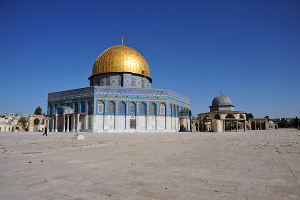 The Dome of the Rock also marks the place where the Prophet Mohammed ascended into heaven accompanied by the angel Gabriel