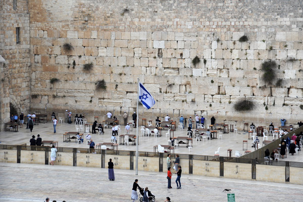 The Western Wall (Wailing Wall), segregated into men's and women's sections
